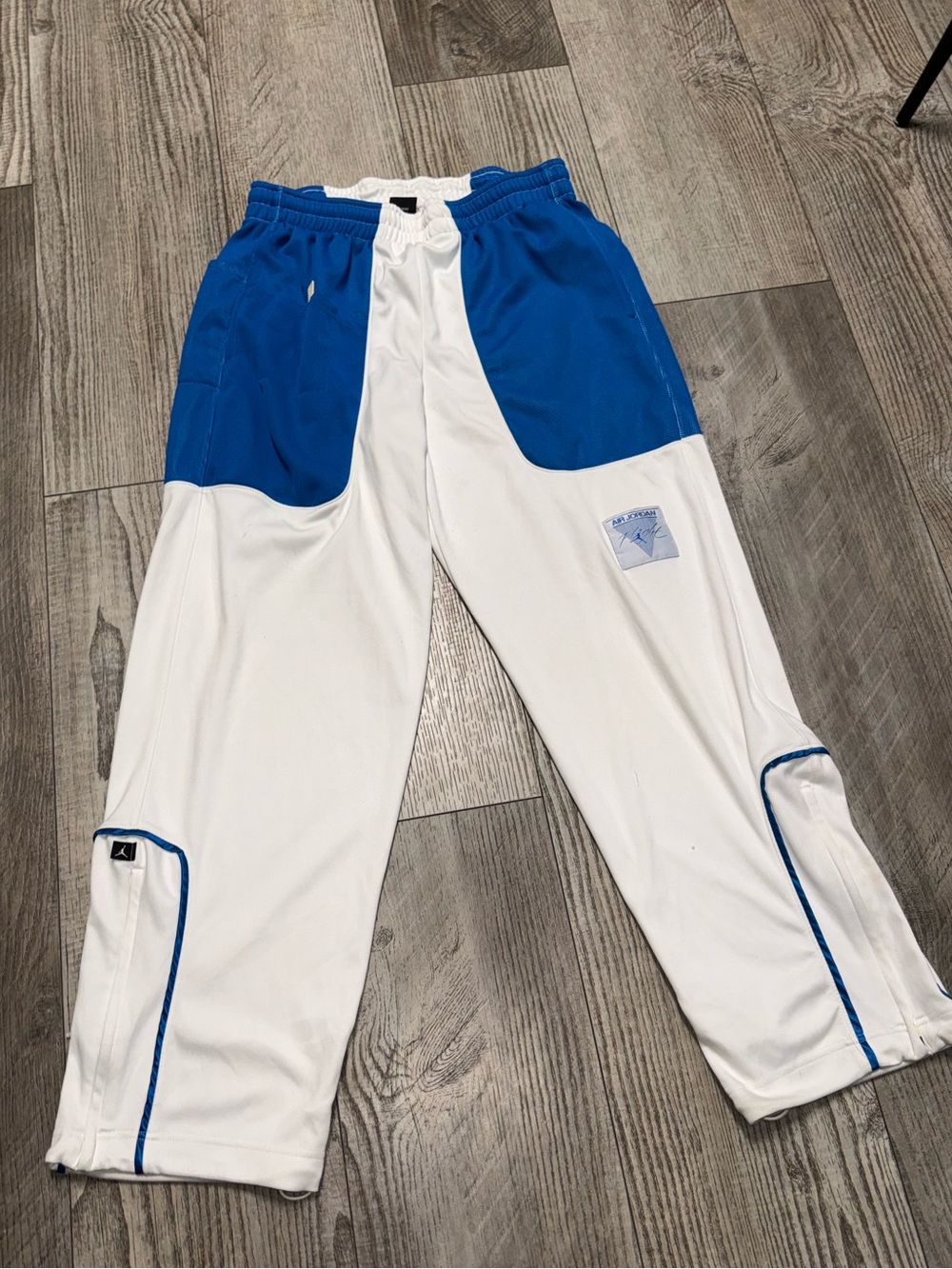 Vintage 90s Air Jordan white blue basketball pants joggers